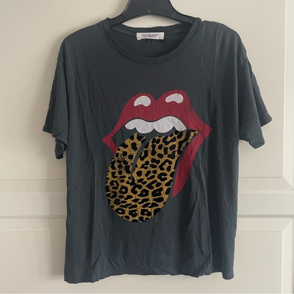 Daydreamer Rolling Stones Flocked Leopard Tongue Tour Tee 22796 - Picture 3 of 9